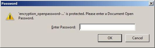 Screenshot of dialog window that asks to enter a Document Open password.