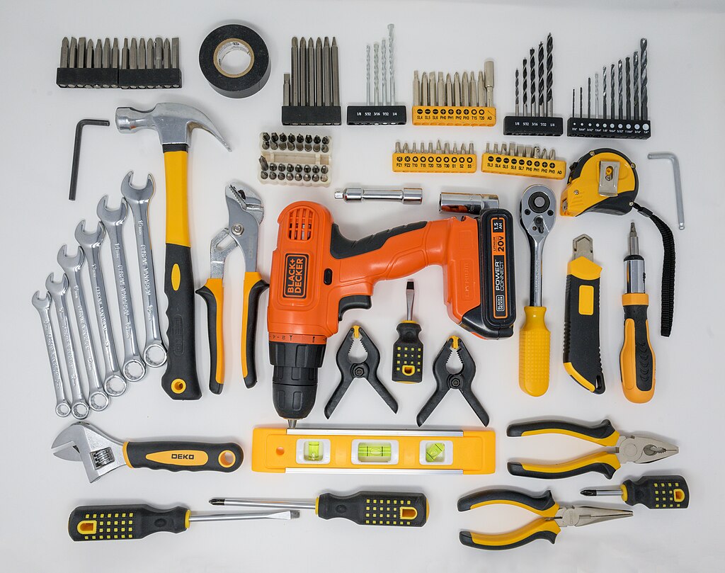 Photo that shows assortment of tools.